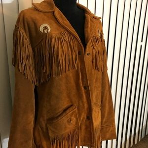 Suede leather fringe jacket